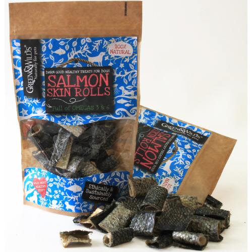 Green & Wilds Salmon Skin Rolls Dog Treats 50g Chelsea Pet Shop